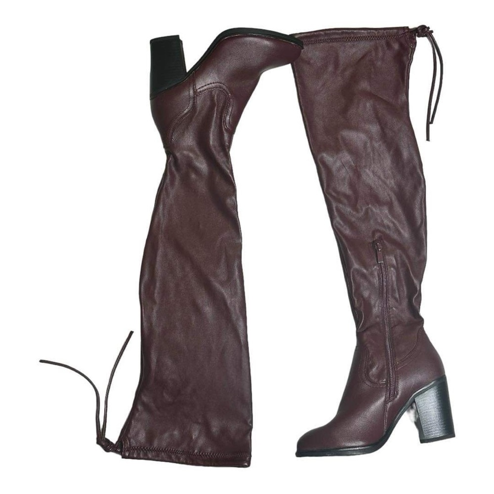 FOREVER Hugo -49 Burgundy Thigh High Boots For Women Size 7